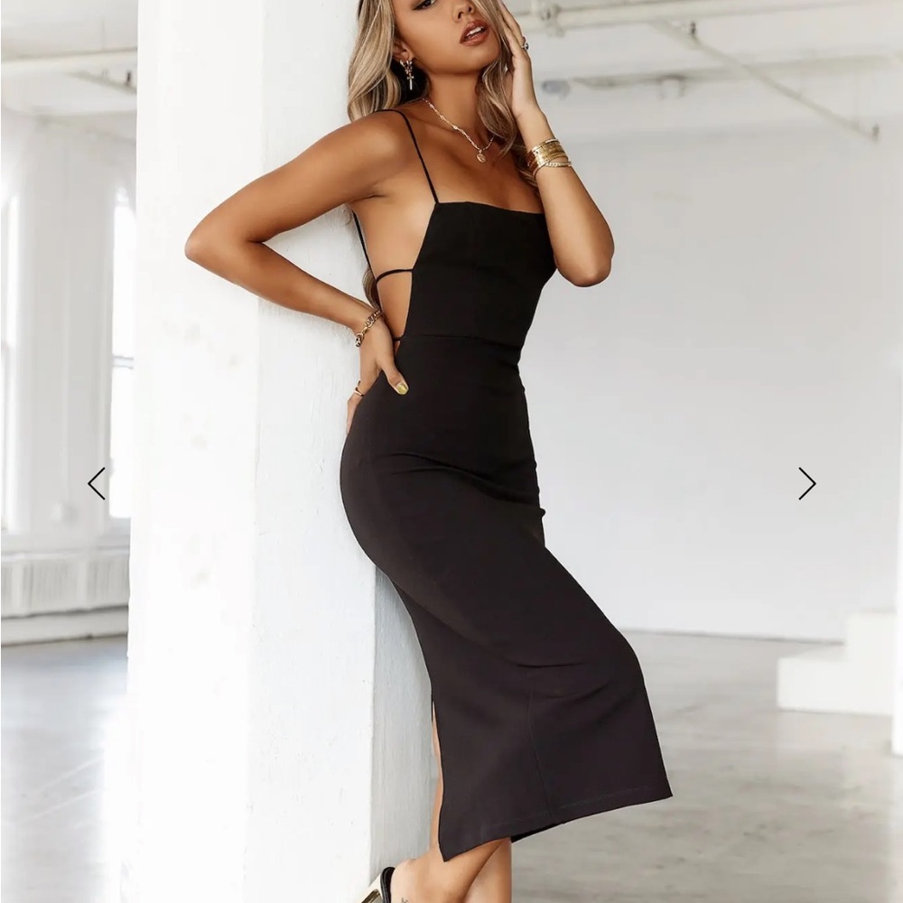 HELLO MOLLY CANT AFFORD ME MIDI DRESS BLACK SMALL - Picture 4 of 6